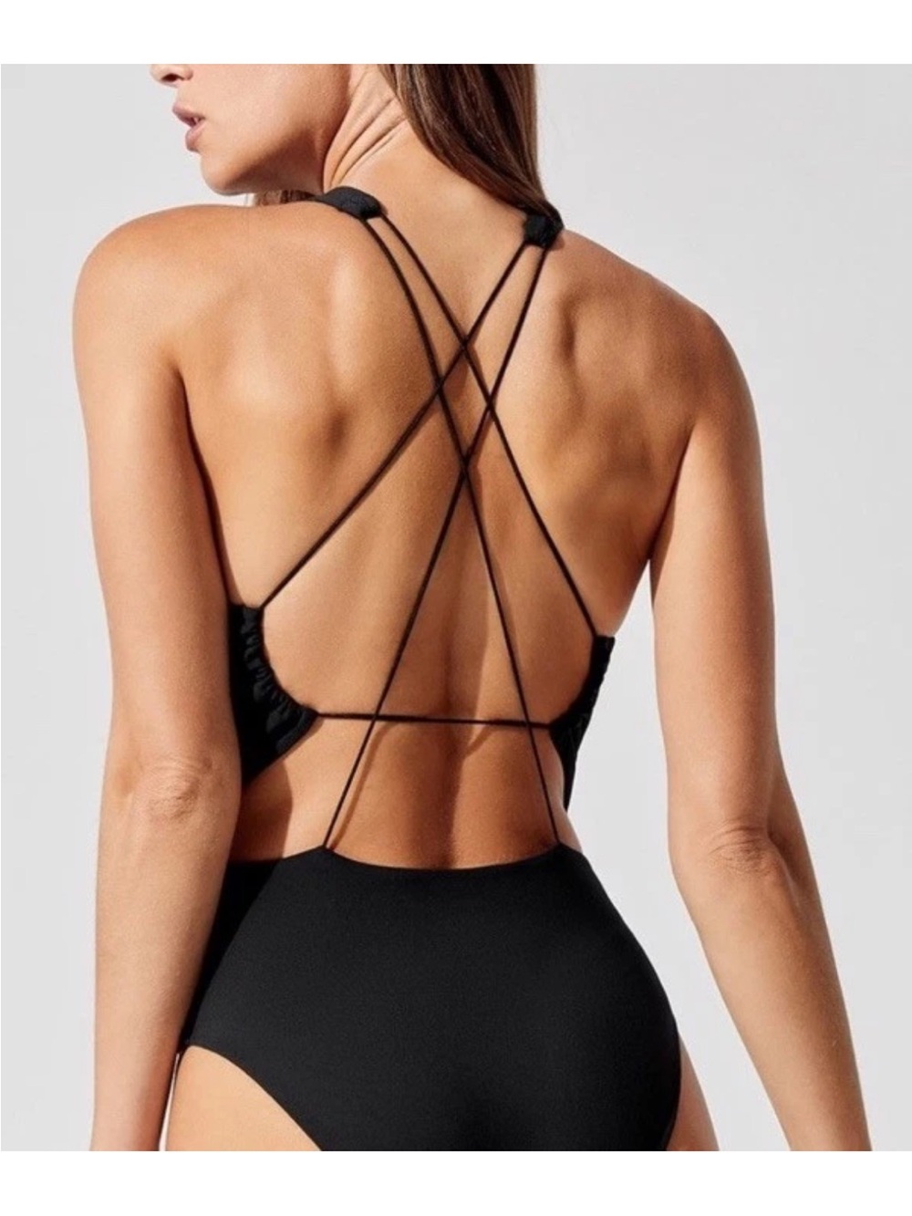 bungee crossover bodysuit carbon38 carbon 38 black strappy medium m